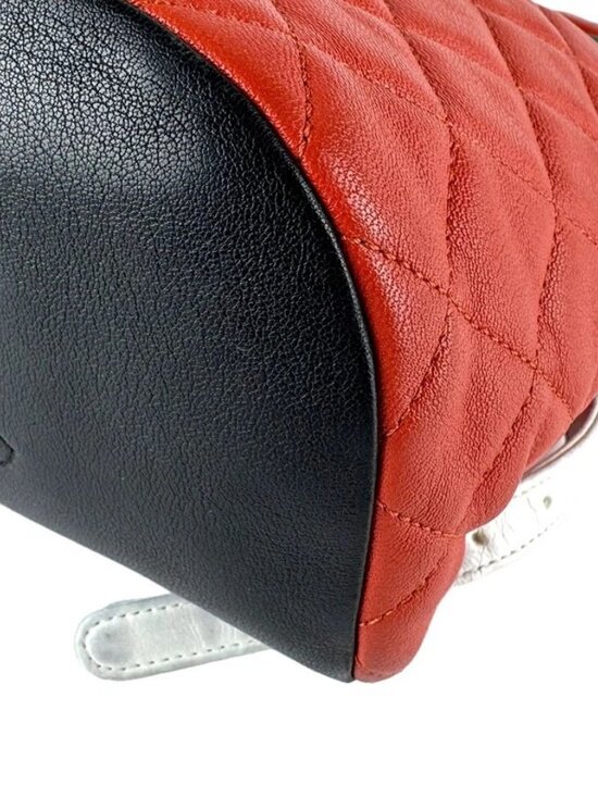 CHANEL Backpack Orange/Navy/White/Black/Silver Lambskin/Metal